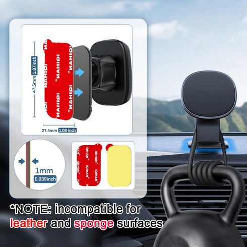 Pormkig 6pcs Sticky Adhesive Pads for Magnetic Car Phone Mount, Extra Double-Sided Mounting Tapes Replacement