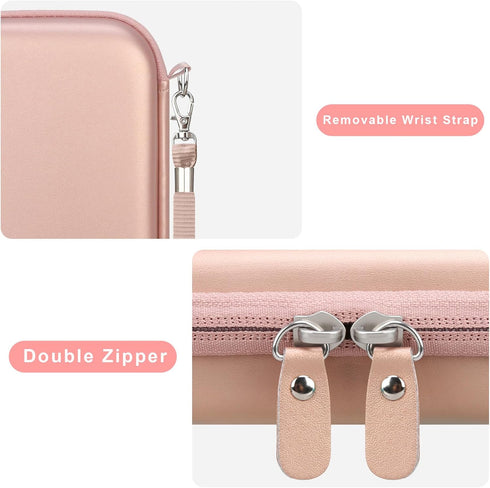 Canboc Hard Case for Kodak PIXPRO Friendly Zoom FZ55/FZ53/FZ45 16MP Digital Camera, Rose Gold with Mesh Pocket for SD