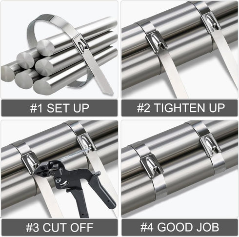 25 PCS Heavy Duty Zip Ties, 10 Inch Outdoor Cable Ties, 304 Stainless Steel for Home Improvement, Machinery, Vehicles