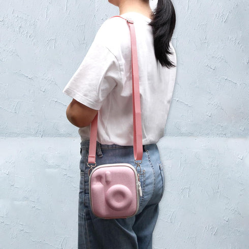 LTGEM Hard Case for Fujifilm Instax Mini 12/11/10/9/8/7/7+, Protective Carrying Bag with Shoulder Strap (Blossom Pink)