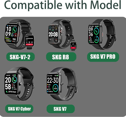 Compatible with SKG V7 Pro Smart Watch Charger, 2 Pin Magnetic USB Replacement Charging Compatible with SKG V7-2, V7, V7 Pro, V7 Cyber, R8 Smart Watch (2 Pack-Black+White)