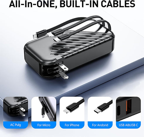 DYDMTT 10000mAh 27W 17/16/15, Portable Charger with Wall Plug Power Bank for iPhone Portable Charger with Built