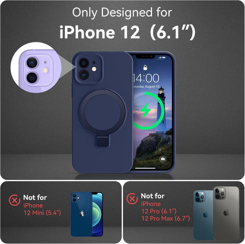 Vanxiliiy 12 12 6.1" Compatible with iPhone Case with Stand, Slim Premium Liquid Silicone Phone Cases for iPhone