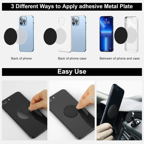 Generic 12-Pack (6 6 3M Metal Plates for Magnetic Car Mount Round + Rectangular) with Strong Adhesive Ultra-Thin
