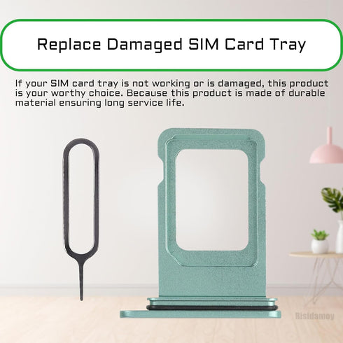 iPhone 11 Green SIM Card Slot Replacement, Single SIM Version Card Tray Holder Adapter with Waterproof Rubber Ring