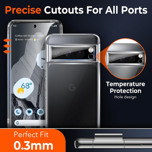 Google Pixel 8 Pro Screen Protector 2 Pack + Camera Lens Protector 2 Pack, Bubble-Free, Easy Install, Fits Lens Cutouts.