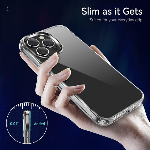 JJGoo iPhone 14 Pro Max Case, Clear Non-Yellowing Shockproof Phone Case, Slim Anti-Scratch Hard PC Cover