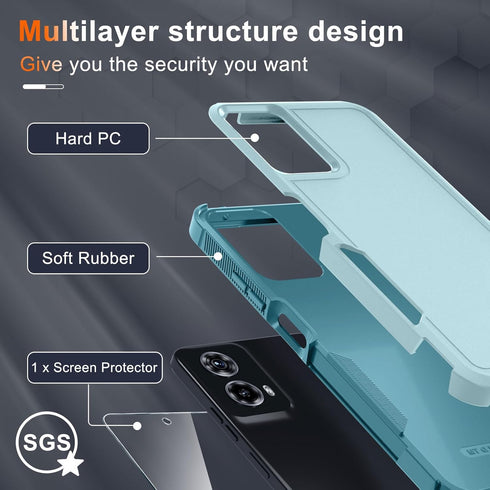 Motorola Moto G 5G 2024 Case (Mint Green) - Full Body Heavy Duty Rugged Shockproof Cover with Tempered Glass Protector