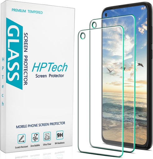 HPTech (2-Pack) Compatible for Moto G Power 2021 Tempered Glass Screen Protector, 9H Hardness, HD Clear Case Friendly