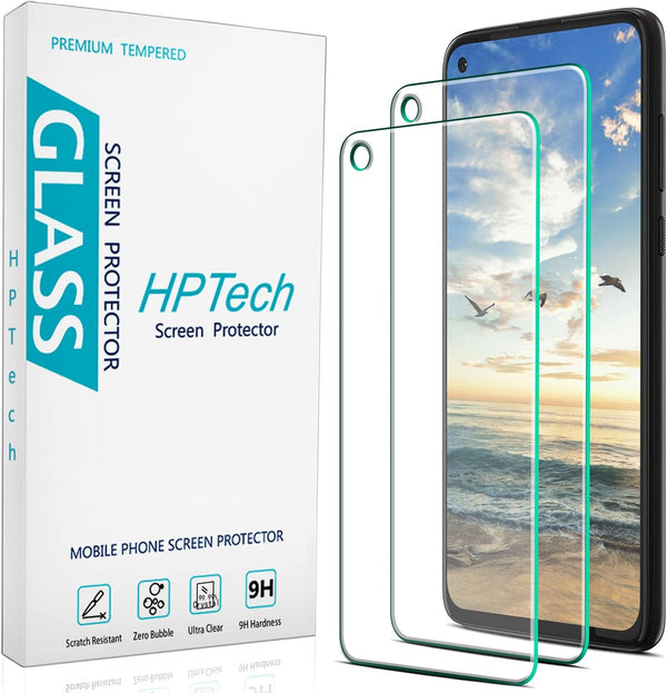 HPTech (2-Pack) Compatible for Moto G Power 2021 Tempered Glass Screen Protector, 9H Hardness, HD Clear Case Friendly