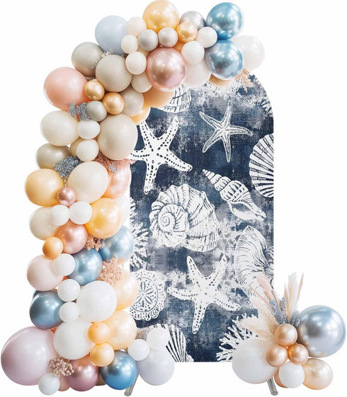 LFoveYuamer 6.6 Ft Arch Backdrop Cover, Coastal Starfish Decorative Wedding Arch Covers Spandex