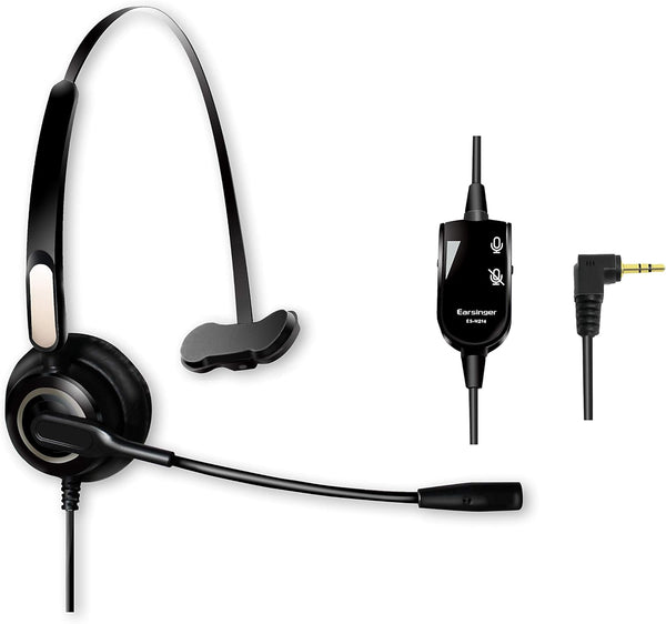 M214C 2.5mm Headset with Microphone & Volume Mute Controls, Compatible with Polycom321, CiscoSPA303, UnidenDECT, AT&T