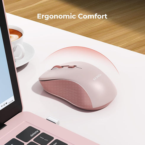 seenda Wireless Mouse, Bluetooth Mouse for Laptop, Dual Mode (Bluetooth + 2.4G USB), Compatible with MacBook, Pink
