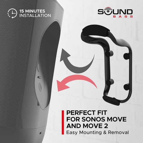 Move Speaker Wall Mount Bracket, Weatherproof, Compatible with Sonos Move & Move 2, Including Mounting Accessories, Shadow Black