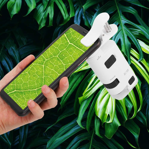 80-120X LED Cell Phone Microscope Mini Smart Phone Lens Magnifier Magnifying Clamp Fit for Industrial Jewelry Circuit Board Printing Detection