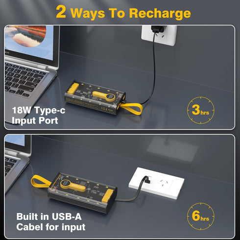 Portable Charger 10000mAh, 22.5W Fast Charging Power Bank with Built-in Cables, Transparent External Battery Pack with
