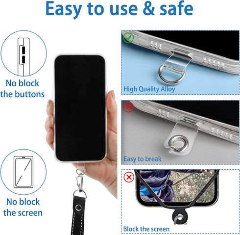KITANIS 10 Phone Tether Tab, Pieces Universal Phone Lanyard Patch Without Adhesive,Phone Lanyard Replacement Part