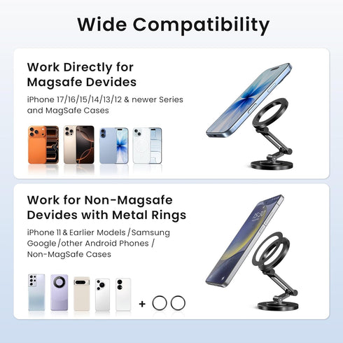 Itramax 360 17 16 13 12 11,Pixel 9 8,Samsung,Office,Kitchen Rotation Magnetic Phone Stand,Foldable Portable iPhone