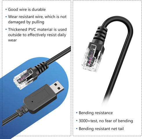 Radar Detector Cable, USB to RJ11 Plug Cable,Replacement Power Line of Radar Detector,for Uniden Escort Beltronics Radar Detector, 9.84 ft by SDSACZMU