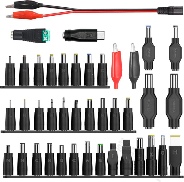 Laptop DC Power Adapter Kits, 41 PCS Universal 5.5 mm x 2.1 mm Tips Connector for Thinkpad Power Supply Plug
