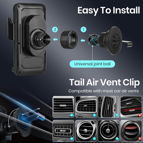 SMALLSHS 15W Car Phone Holder with Wireless Car Charger, Car Vent Mount with Induction Opening and Closing, Air Vent