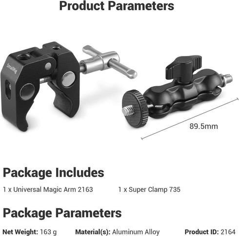 SmallRig Multi-Functional Ballhead Clamp Double Ball Adapter with Bottom Clamp - 2164