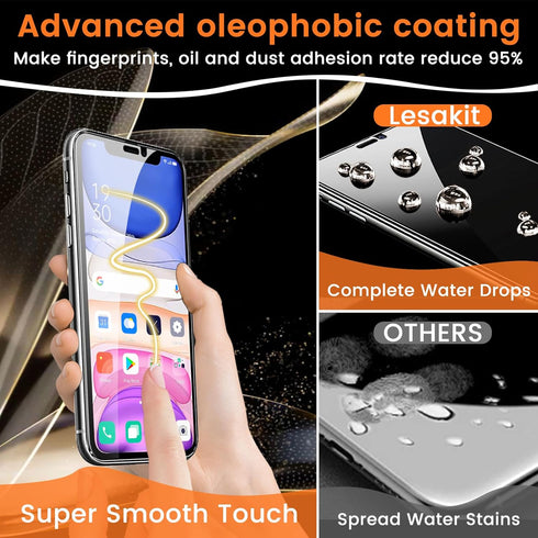 iPhone 11 Privacy Screen Protector 3+3 Pack, Anti-Spy Tempered Glass, 9H Hardness, Bubble-Free, Case Friendly, Camera