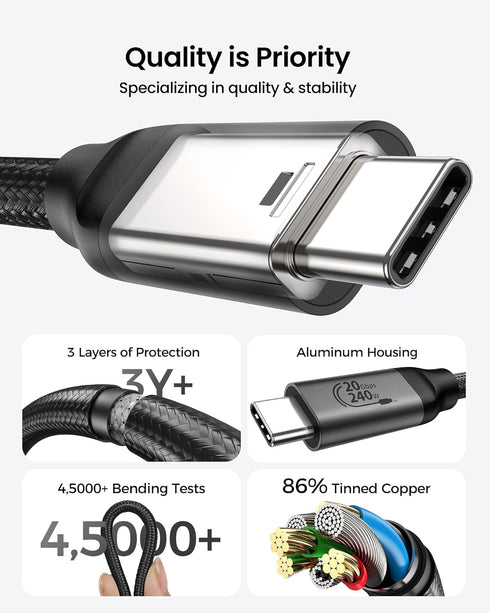 Silkland USB C Monitor Display Cable, 4K@120Hz/60Hz, 8K@30Hz, 3.3FT, 240W PD Fast Charge, Compatible with MacBook Pro,