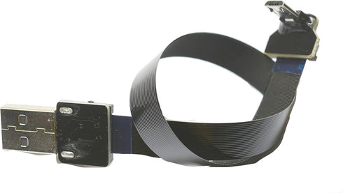 FFC Micro USB FPV Flat Slim Thin Ribbon FPC Cable Black 90 Degree to Standard USB A for Charging and Sync (30CM)