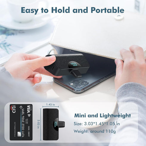 Mini Portable Power Bank for iPhone, 5200mAh External Battery, 20W PD Fast Charging for iPhone 14 Pro