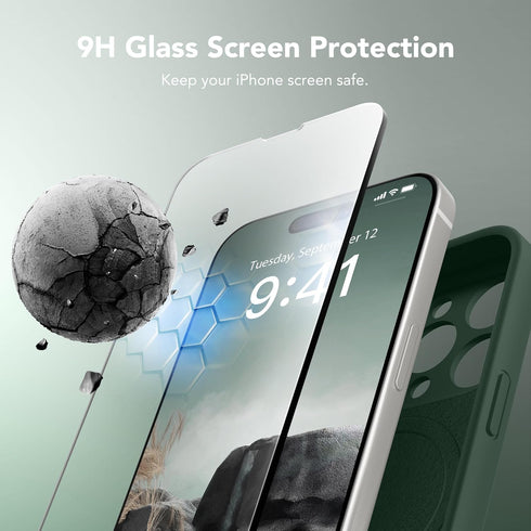 iPhone 15 Pro Max Case, Alpine Green, Silicone Shockproof, MagSafe Compatible, Full Camera Protection, 2 Screen