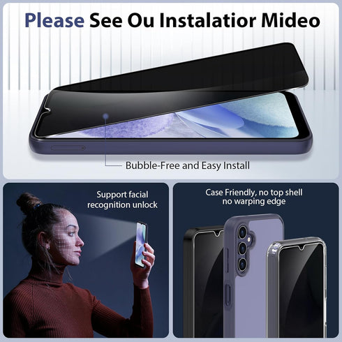 3 Pack Samsung Galaxy A25 Screen Protector, Privacy Anti-Spy, Sensitive Touch, Anti-Scratch, Shock Resistant, Full