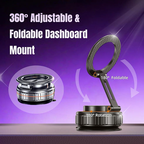 GEYUTHS 360 Magnetic Vacuum Car Phone Holder with Strong Suction Cup Adjustable Foldable Phone Mount Portable Phone