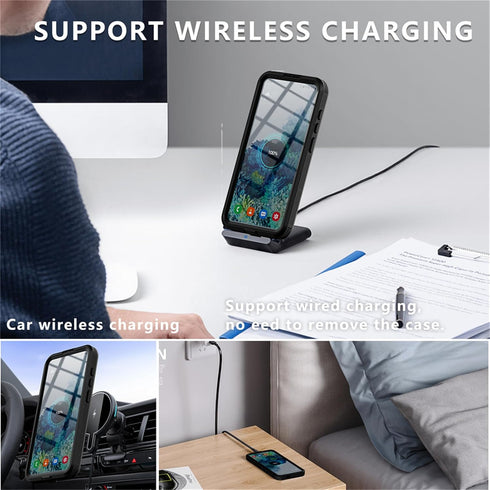 Designed for Galaxy S24+ Plus Case - Black Waterproof Case with Built-in Screen Protector, IP68 Underwater Shockproof