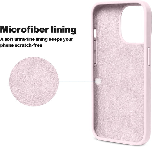 OTOFLY iPhone 13 Pro Case - Slim Liquid Silicone, Shockproof, Anti-Scratch Microfiber Lining, 6.1" (Ice Pink)