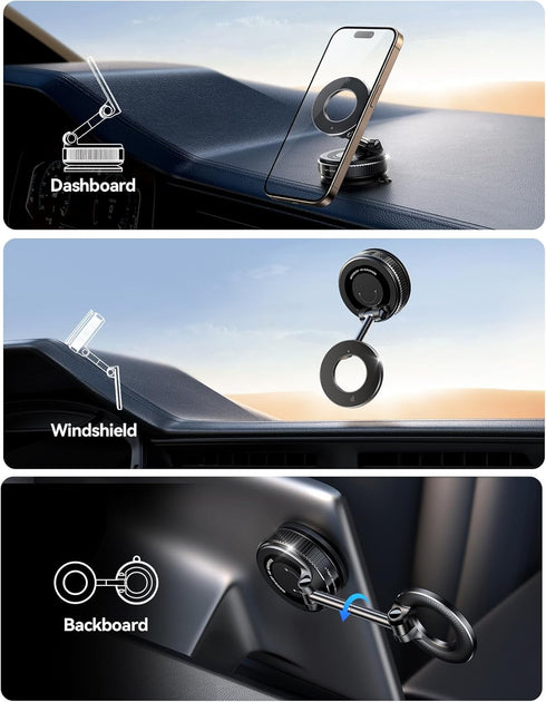 JOYROOM 360 17 16 15 14 13 12 Vacuum Magnetic Phone Holder for Car, Strongest Suction Cup Phone Mount, Adjustable