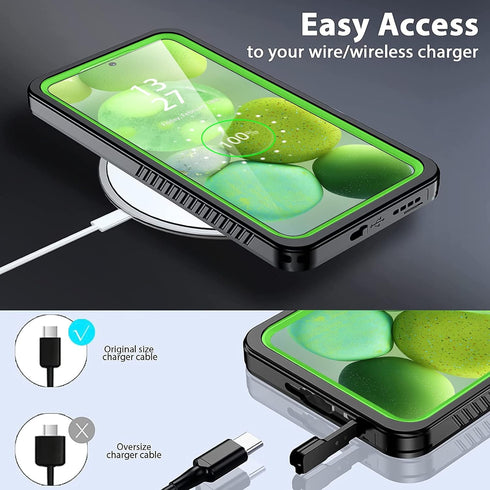 Waterproof Heavy Duty Phone Case for Samsung Galaxy S23, with Screen Protector for Men Women (Green)