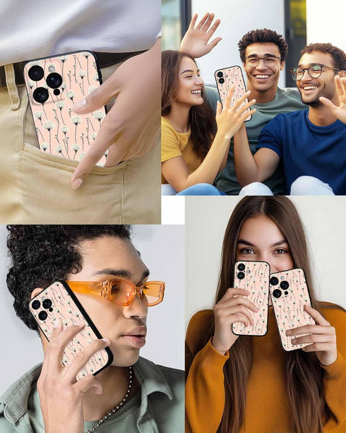 Shijh Tec 15, Silicone Phone Case for iPhone White Plants Wildflowers Salmon Beige Scratchproof Phone Case Silicone
