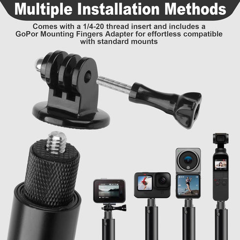 Uelkr 45" Insta360 X4 X5, 1/4" Invisible Selfie Stick for Extension Monopod Pole with Adapter for DJI GoPro, Action