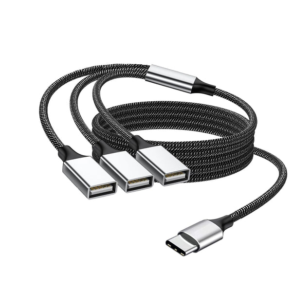 USB C to Triple USB Cable Splitter 3.3Ft, Type C Male to 3USB Female Adapter, Multiple Hub for Laptop, Tablet, Gaming