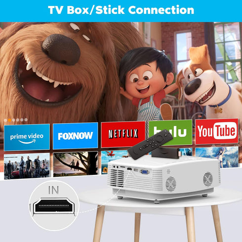 Mini Projector, HD Portable 1080P Full HD Supported, Compatible with Smartphone, Tablet, Laptop, White