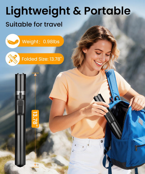 Victiv 68" Phone Tripod & Selfie Stick with Remote and Fill Light, Auto Open Cell Phone Tripod Stand, Extendable Phone