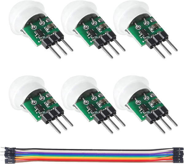 6PCS AM312 Mini Human Sensor Module, HC-SR312 PIR Motion Detector, DC 2.7 to 12V with 10pin Wire