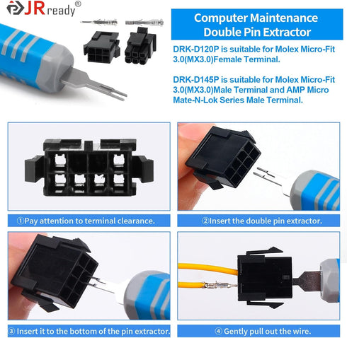 JRready ST5253-04 Molex Pin Extractor Kit, Mini-Fit Jr. Extraction Tool for Electrical Pin Removal