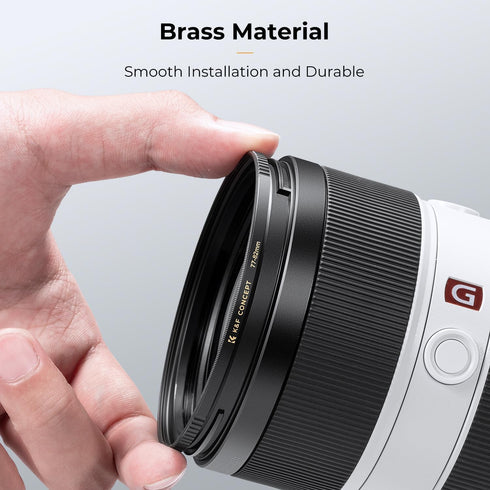 K&F Concept 49mm to 82mm Step-Up Lens Filter Adapter Ring, CNC Machined Brass for 49mm Lens