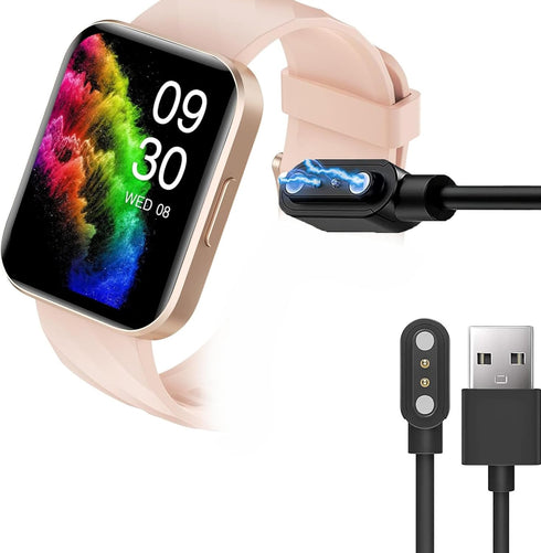 Compatible with RUIMEN Smart Watch Charger, Magnetic USB Charging Cable Replacement Charger Cable Compatible with RUIMEN D1 1.85" Smart Watch (2 Pack-Black+White) by Lamshaw