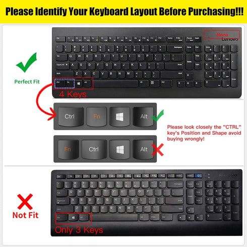 CaseBuy Keyboard Cover for Lenovo 510 Wireless Keyboard - GX30N81775, Black Protector Skin
