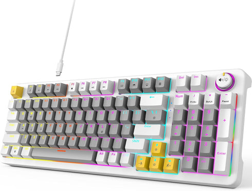 MOFII AK96 Mechanical Gaming Keyboard, Full Keys LED Backlit Programmable, Plug and Play