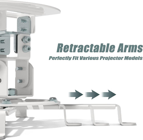 WALI Projector Ceiling Mount, Universal Low Profile with Retractable Arms and Multiple Adjustment Function (PM-002-W),