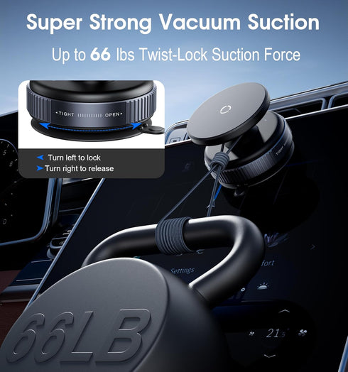 REOKILY 15 14 13 12 Latest Magnetic Car Phone Holder Ultra Vacuum Suction Cup Phone Mount Magnetic Car Mount Cell Phone